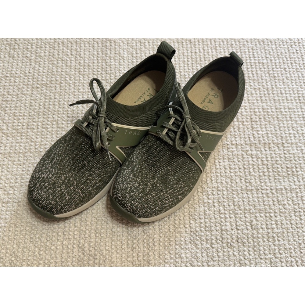 Traq by Alegria TRA-QOO-5301 Green Textile Walking Sneakers US 8 EU 38
